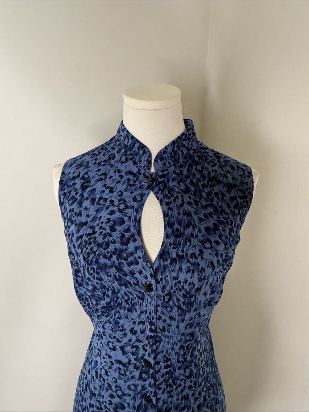 Coldwater Creek Blue Leopard Print Sleeveless Maxi Dress - Picture 5 of 16